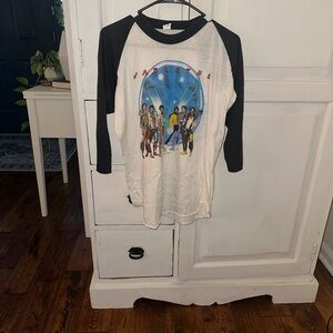 Black & White Vintage 80’s Raglan Shirt with Band Graphic
